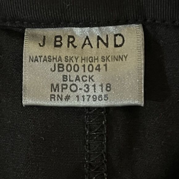 J Brand Natasha Sky High Skinny Pants Size 32 Black Velvet Exposed Button Fly - Picture 6 of 7